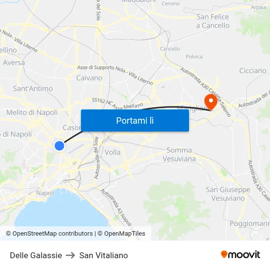 Delle Galassie to San Vitaliano map