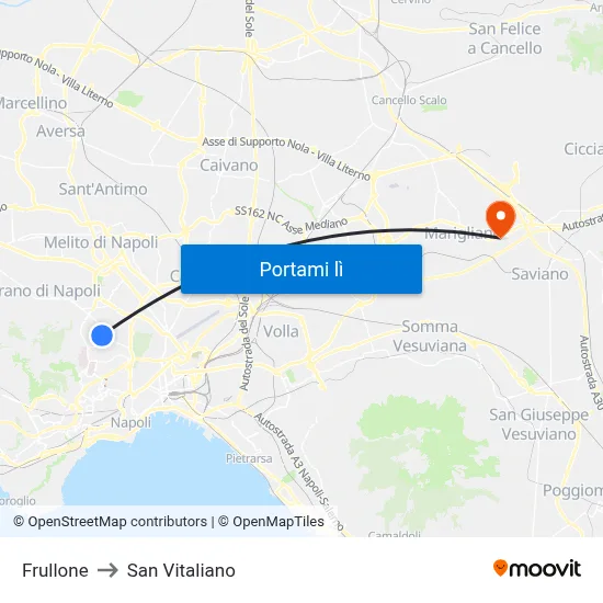 Frullone to San Vitaliano map