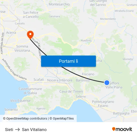 Sieti to San Vitaliano map