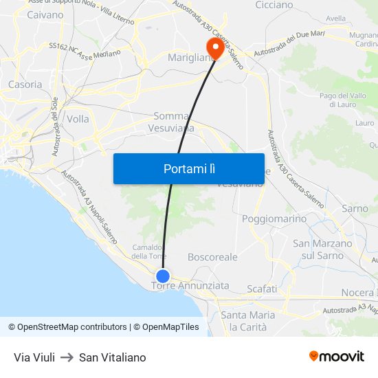 Via Viuli to San Vitaliano map