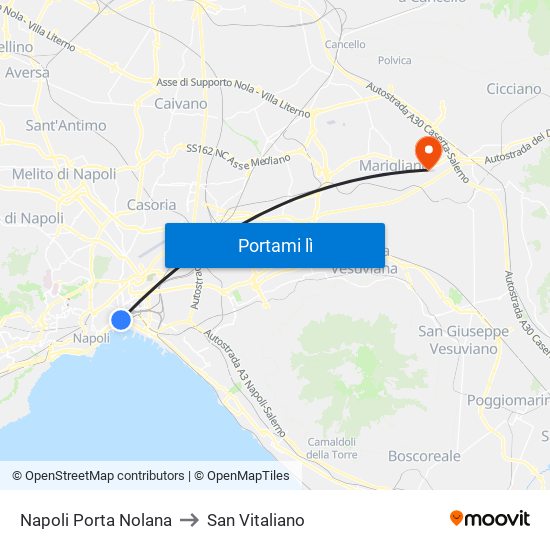 Napoli Porta Nolana to San Vitaliano map