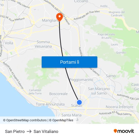 San Pietro to San Vitaliano map