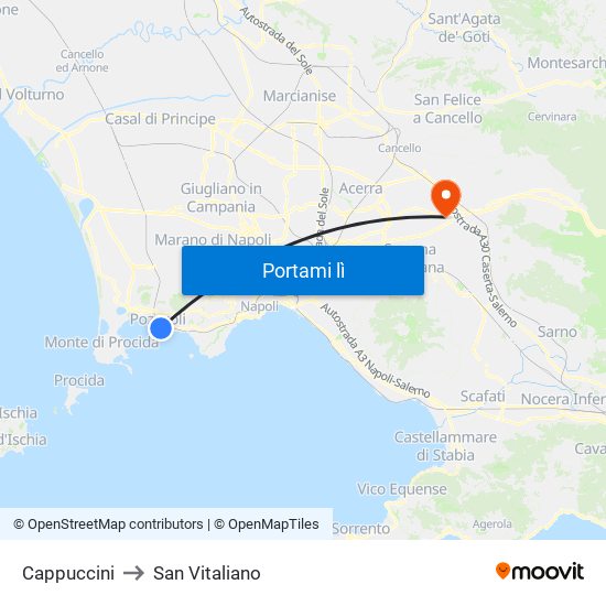 Cappuccini to San Vitaliano map
