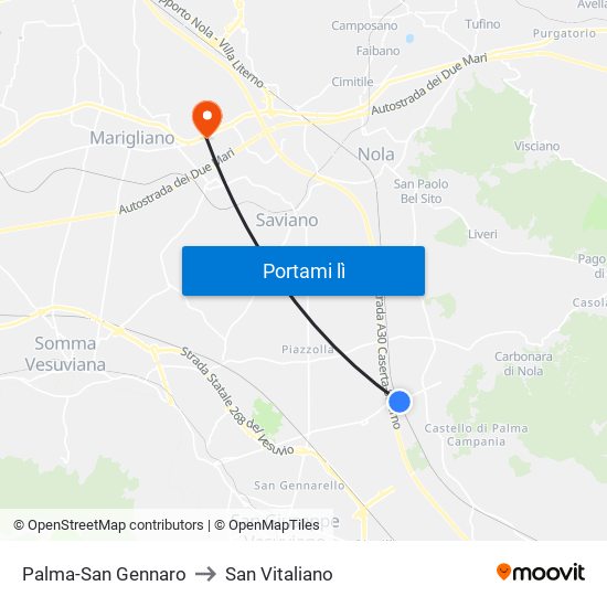 Palma-San Gennaro to San Vitaliano map