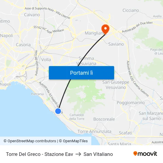 Torre Del Greco - Stazione Eav to San Vitaliano map