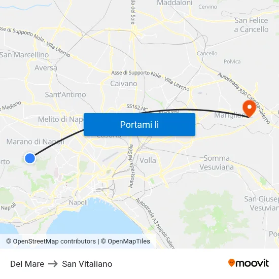 Del Mare to San Vitaliano map