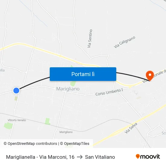 Mariglianella - Via Marconi, 16 to San Vitaliano map