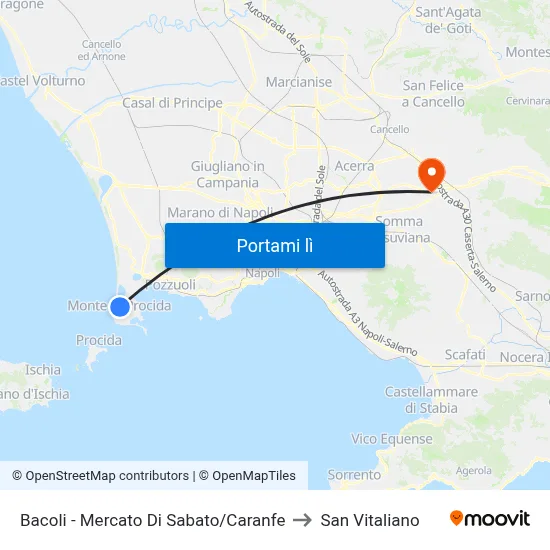 Bacoli - Mercato Di Sabato/Caranfe to San Vitaliano map