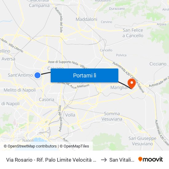 Via Rosario - Rif. Palo Limite Velocità 30 Kmh to San Vitaliano map