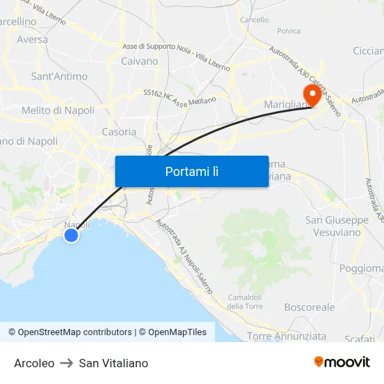 Arcoleo to San Vitaliano map