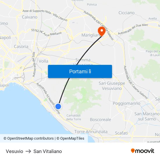Vesuvio to San Vitaliano map
