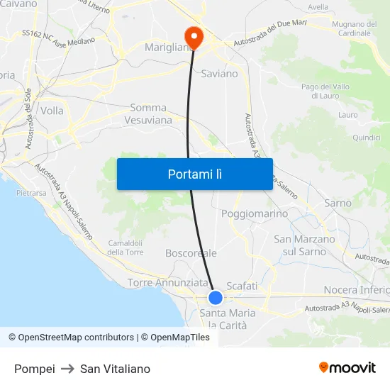 Pompei to San Vitaliano map