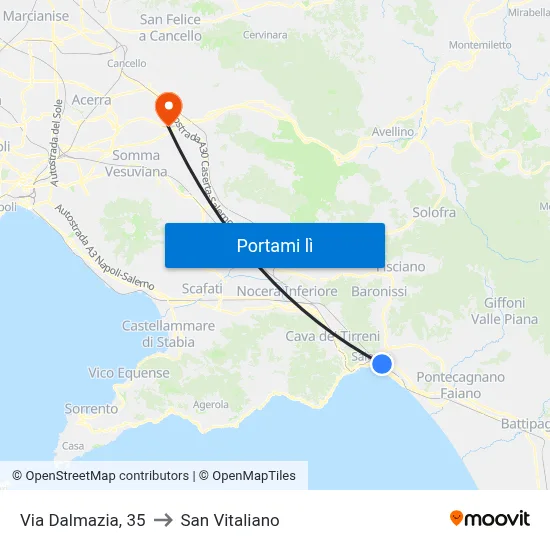 Via Dalmazia, 35 to San Vitaliano map