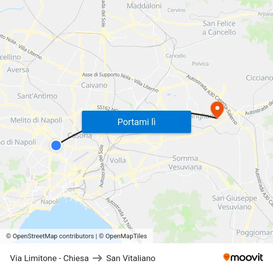 Via Limitone - Chiesa to San Vitaliano map