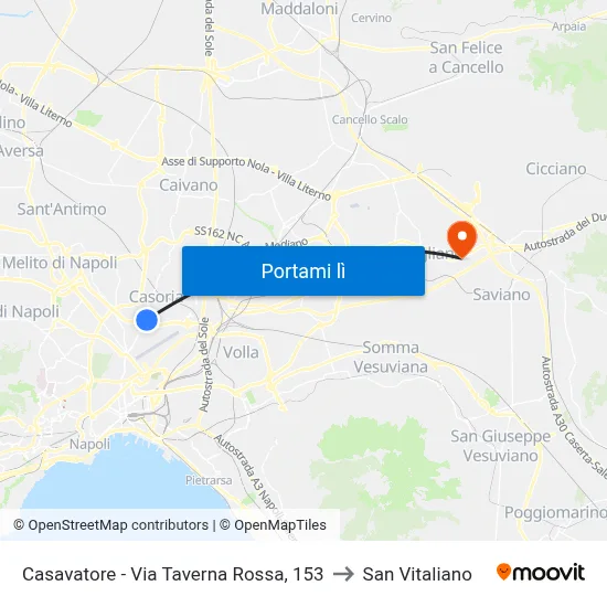 Casavatore - Via Taverna Rossa, 153 to San Vitaliano map