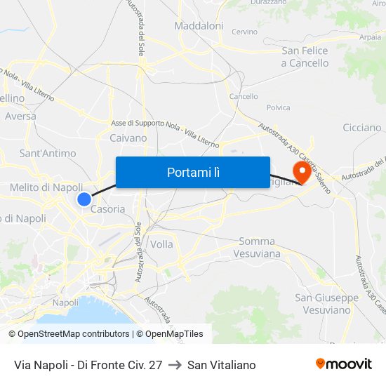 Via Napoli - Di Fronte Civ. 27 to San Vitaliano map