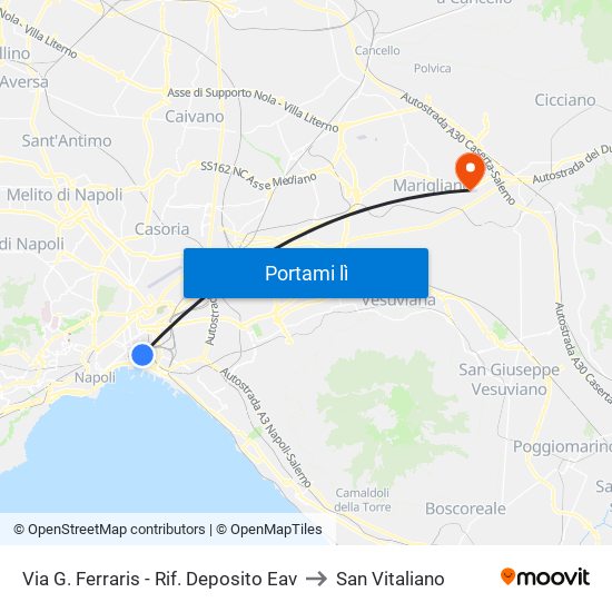 Via G. Ferraris - Rif. Deposito Eav to San Vitaliano map