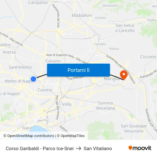 Corso Garibaldi - Parco Ice-Snei to San Vitaliano map