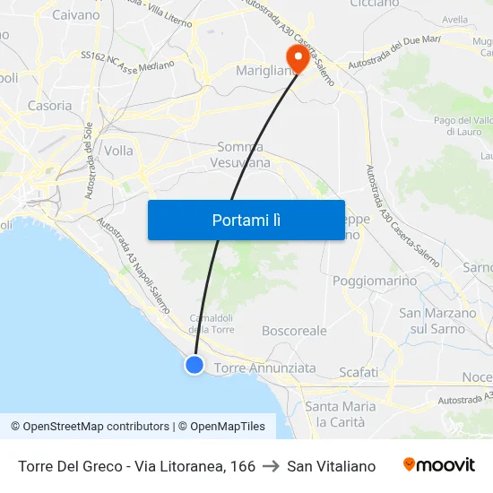 Torre Del Greco - Via Litoranea, 166 to San Vitaliano map