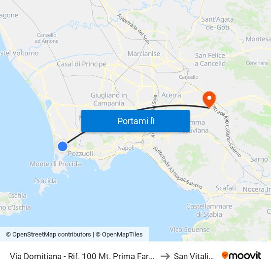 Via Domitiana - Rif. 100 Mt. Prima Farmacia to San Vitaliano map