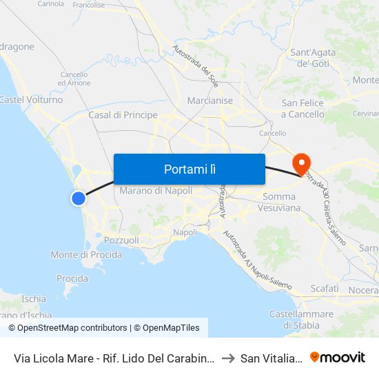 Via Licola Mare - Rif. Lido Del Carabiniere to San Vitaliano map