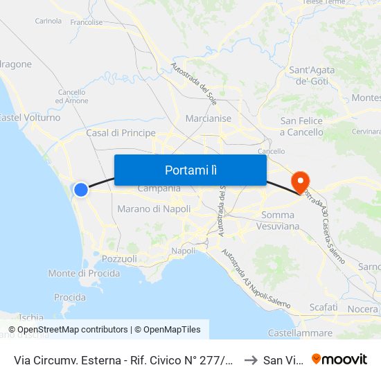 Via Circumv. Esterna - Rif. Civico N° 277/279 Caffetteria Le Maximis to San Vitaliano map