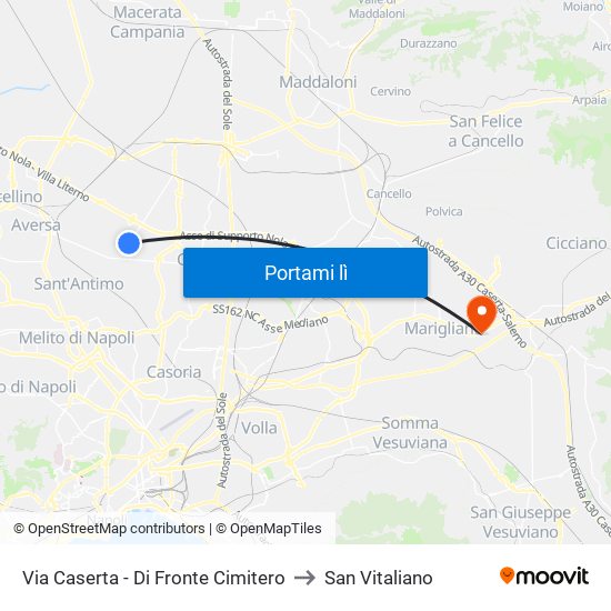 Via Caserta - Di Fronte Cimitero to San Vitaliano map