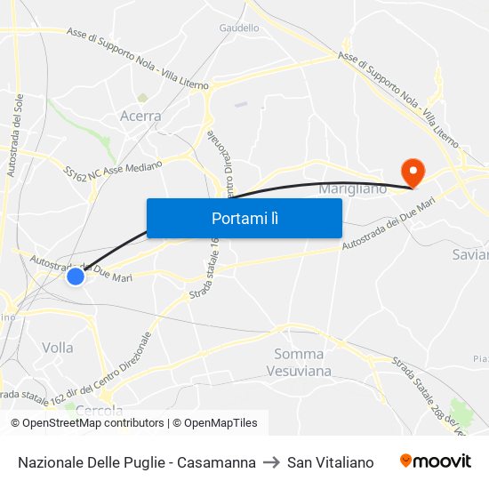 Nazionale Delle Puglie - Casamanna to San Vitaliano map