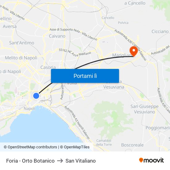 Foria - Orto Botanico to San Vitaliano map