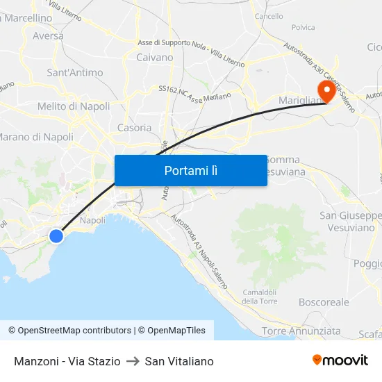 Manzoni - Via Stazio to San Vitaliano map