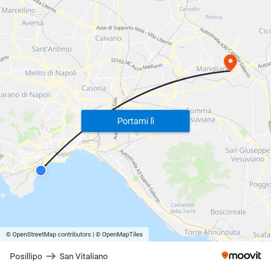 Posillipo to San Vitaliano map