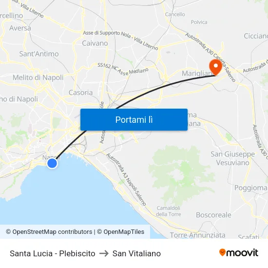 Santa Lucia - Plebiscito to San Vitaliano map