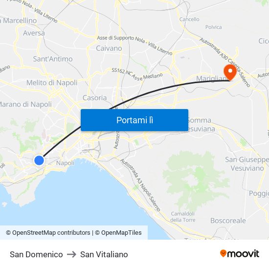 San Domenico to San Vitaliano map