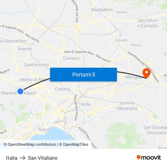 Italia to San Vitaliano map