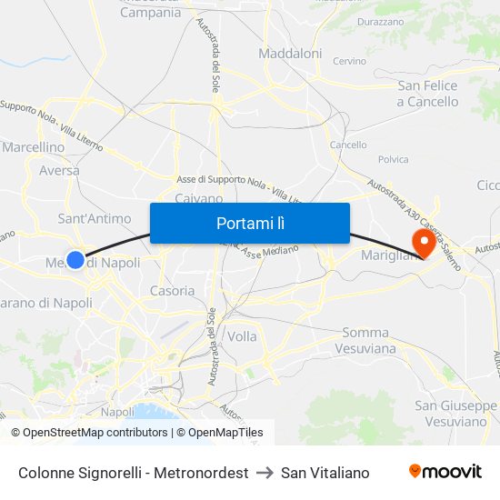 Colonne Signorelli - Metronordest to San Vitaliano map