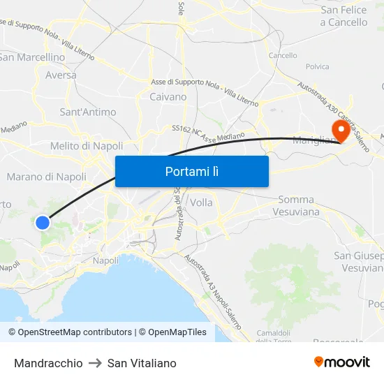 Mandracchio to San Vitaliano map