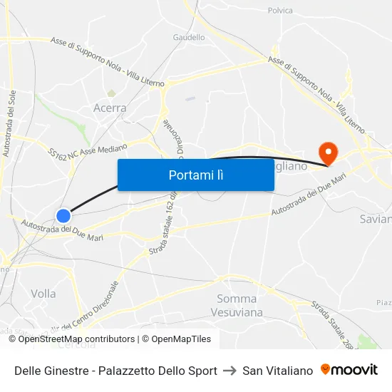 Delle Ginestre - Palazzetto Dello Sport to San Vitaliano map