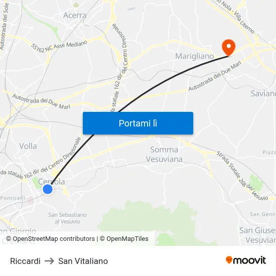 Riccardi to San Vitaliano map