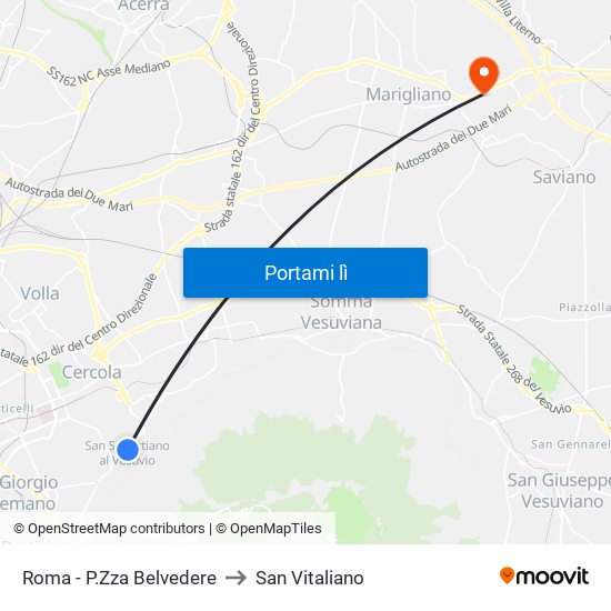 Roma - P.Zza Belvedere to San Vitaliano map