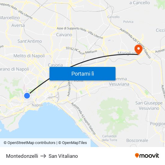 Montedonzelli to San Vitaliano map