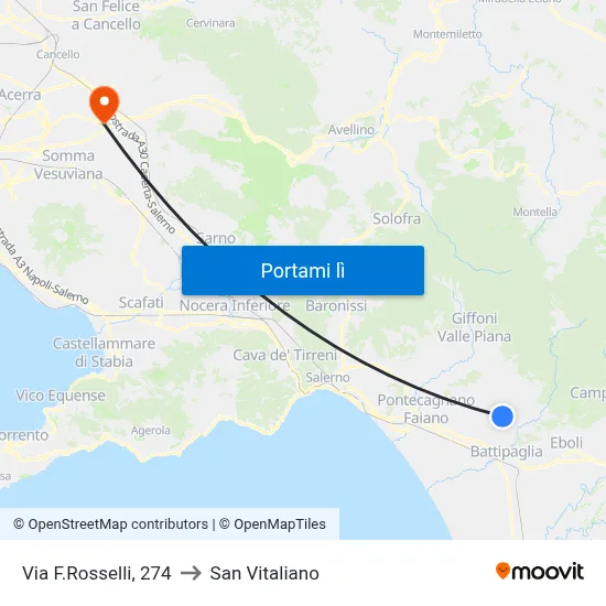 Via F.Rosselli, 274 to San Vitaliano map