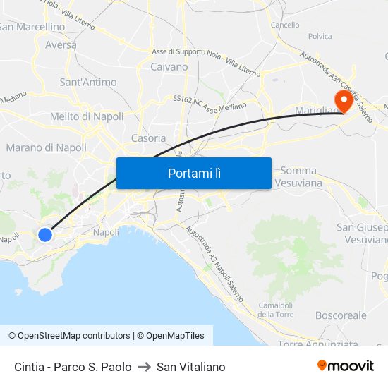 Cintia - Parco S. Paolo to San Vitaliano map