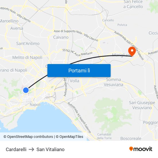 Cardarelli to San Vitaliano map