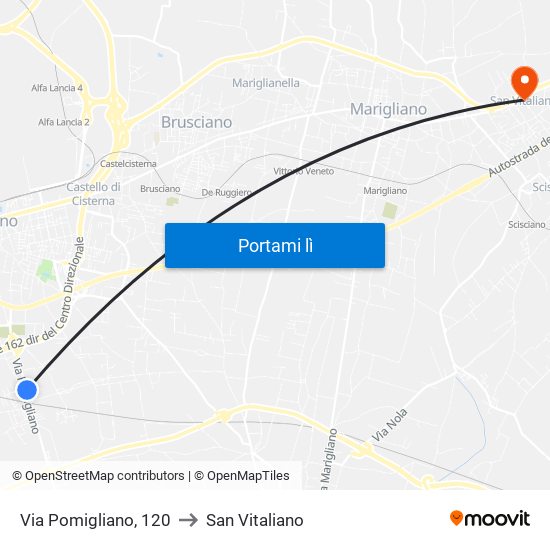 Via Pomigliano, 120 to San Vitaliano map