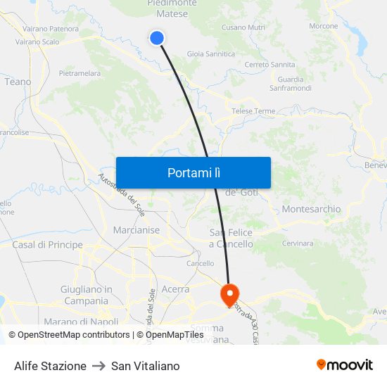 Alife Stazione to San Vitaliano map