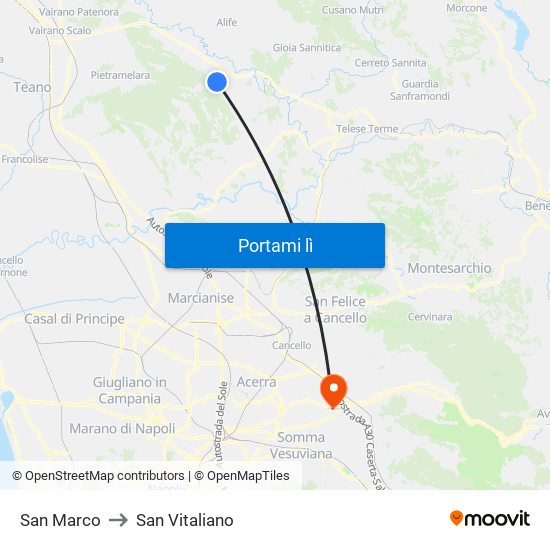 San Marco to San Vitaliano map