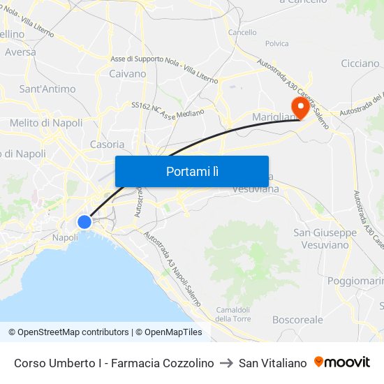 Corso Umberto I - Farmacia Cozzolino to San Vitaliano map