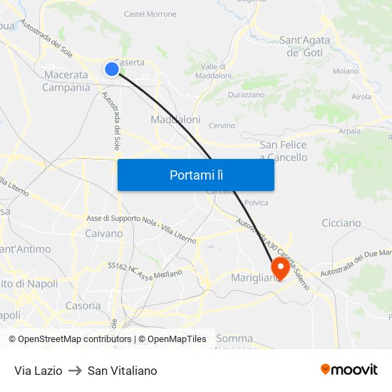 Via Lazio to San Vitaliano map