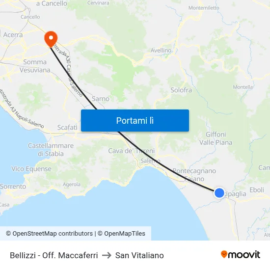 Bellizzi - Off. Maccaferri to San Vitaliano map