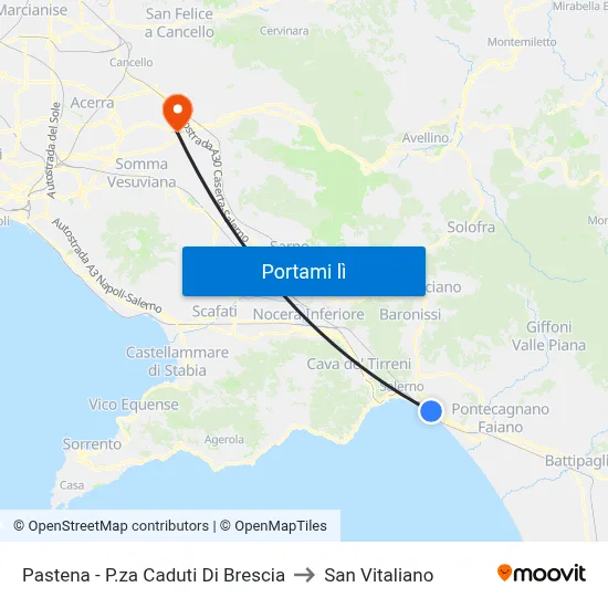Pastena - P.za Caduti Di Brescia to San Vitaliano map